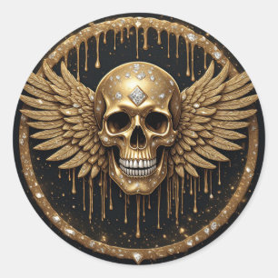 Adesivo 💀 Caveira e Asas Presente Gótico para Fãs de Meta