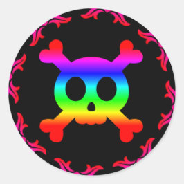 Adesivo Caveira e Crossbones Rainbow Sticker
