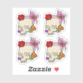 Adesivo Caveira e Flora