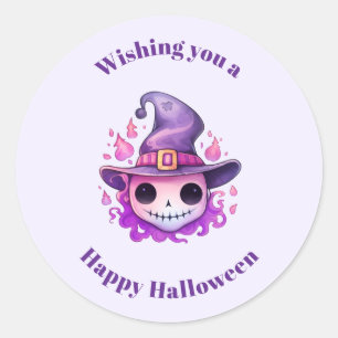 Adesivo Caveira em um Chapéu de Bruxa Caprichoso de Hallow