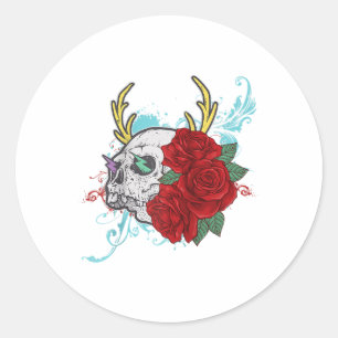 Adesivo Caveira Flor E Rosa Tatuagem Gráfico Arte Floral I