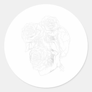 Adesivo Caveira Flor E Rosa Tatuagem Gráfico Arte Floral I