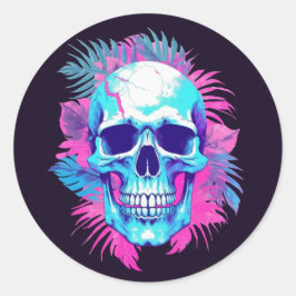 Adesivo Caveira Floral no Estilo Vaporwave