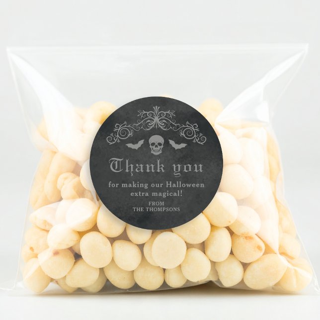 Adesivo Caveira Gótica E Morcego Darno Halloween Obrigado (Criador carregado)