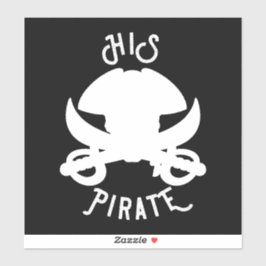 Adesivo Caveira Ossos Cruzados e Espada Pirata Bra