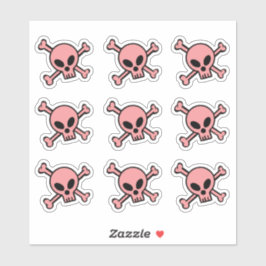 Adesivo Caveira Rosa E Ossos Cruzados