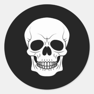 Adesivo Caveira Simples Preta e Branca de Halloween