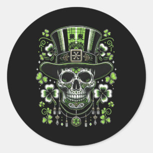 Adesivo Caveira Usando Chapéu St Patricks Homens Mulheres 