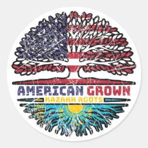 Adesivo Cazaquistão Kazakh American Tree Roots Flag