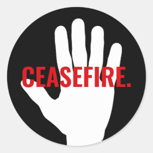 Adesivo Ceasefire preto vermelho branco negrito texto pers
