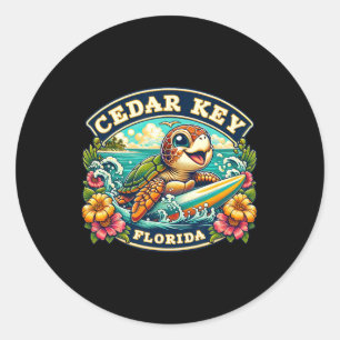 Adesivo Cedar Key Flórida Tartaruga Marinha Fofa Surfando