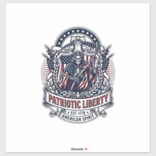 Adesivo Ceifador da Liberdade Patriótica Esqueleto Patriot