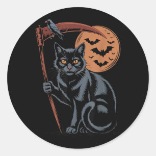 Adesivo Ceifador Fofo Morte Gato Preto Halloween Mamãe