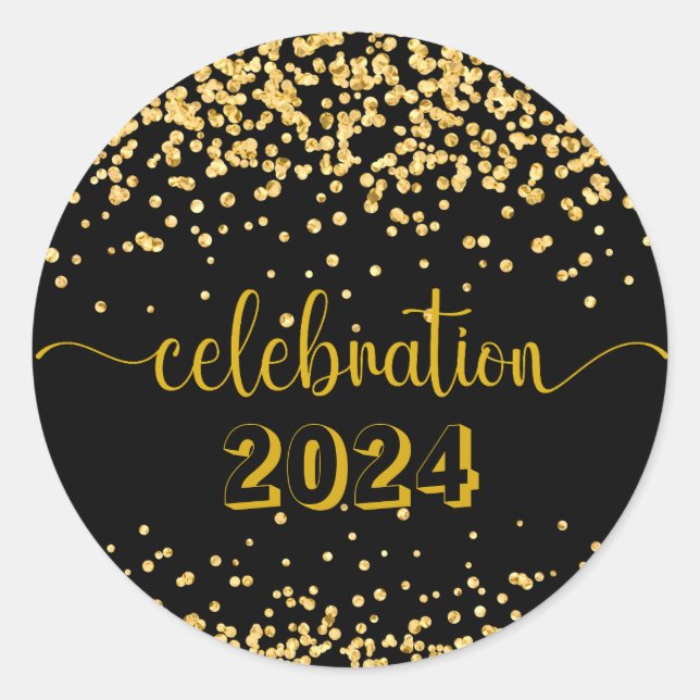Adesivo Celebração Ano Novo, ouro reluzente de aniversário (Frente)