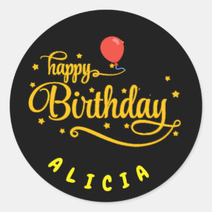 Adesivo Celebração Clássica: Palavra de Aniversário Feliz