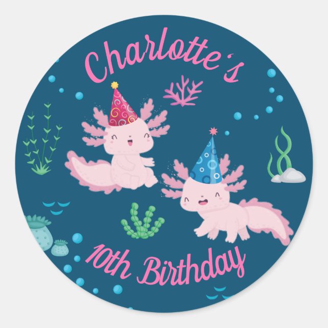 Adesivo Celebração da Festa de aniversário Axolotl Fiesta (Frente)