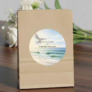 Adesivo Celebração da Vida Pombo Branco na Praia