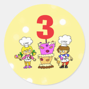 Adesivo Celebração de 3º Aniversário do Pequeno Chef Infan