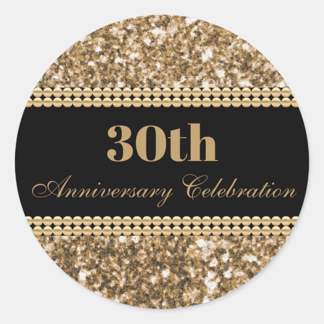 Adesivo Celebração de 30º Aniversário Pérolas com Brilho D (Frente)