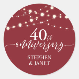 Adesivo Celebração de 40 Anos de Casamento Vermelho e Bran