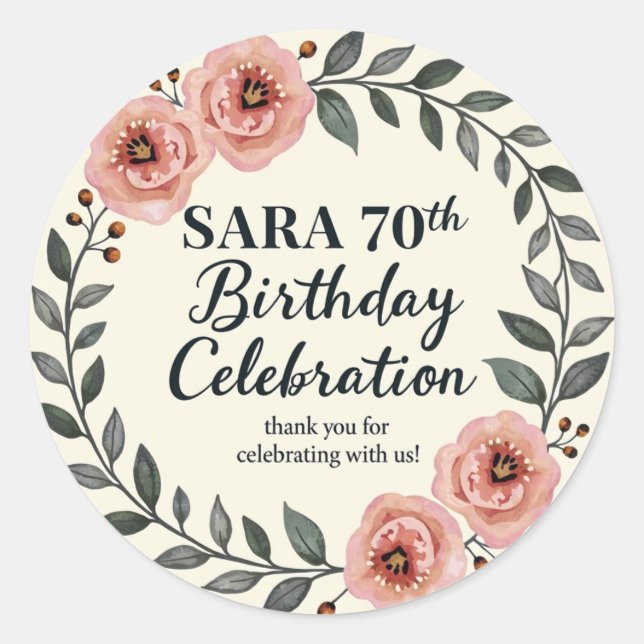 Adesivo Celebração de aniversário floral (Frente)