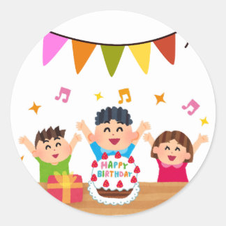 Adesivo celebração de aniversário fofa e feliz