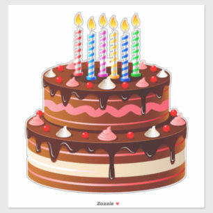 Adesivo 🎉 Celebração de Bolo de Aniversário de Chocolate 