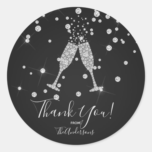 Adesivo Celebração de Brinde de Champanhe de Ouros: Favor  (Frente)