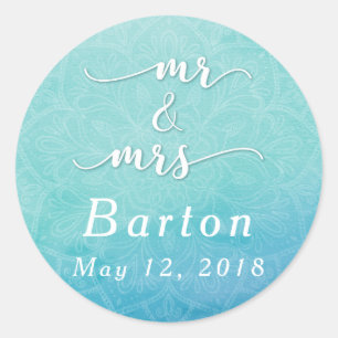 Adesivo Celebração de Casamento de Teal & Blue Mandala