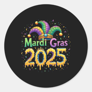 Adesivo Celebração de Mardi Gras 2025, Máscara Penas Mardi