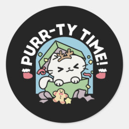 Adesivo Celebração de Natal com Gato de Tempo Puro