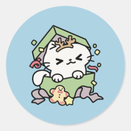 Adesivo Celebração de Natal com Gato de Tempo Puro