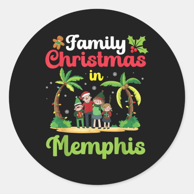 Adesivo Celebração De Natal Familiar Em Memphis Com Tropi (Frente)