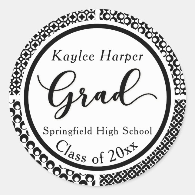 Adesivo Celebração de Padrões Pretos e Brancos 2 (Frente)