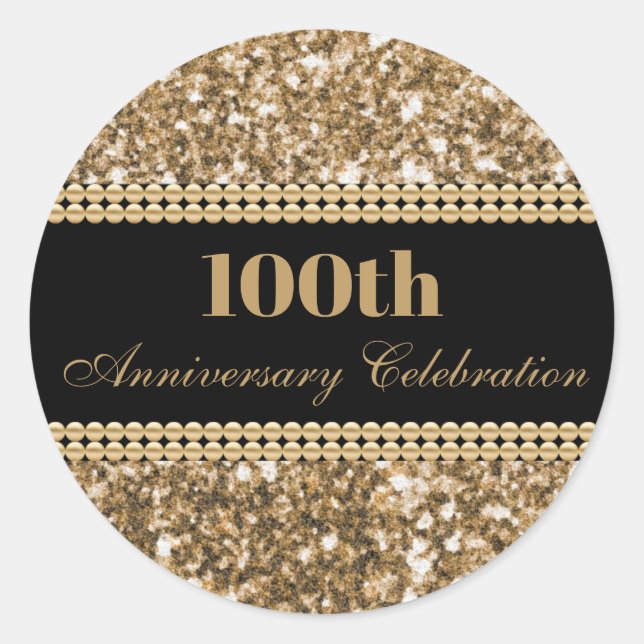 Adesivo Celebração do 100º Aniversário Pérolas Brilho Dour (Frente)