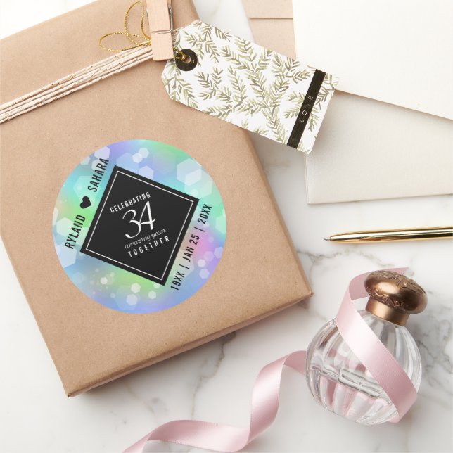 Adesivo Celebração do 34º aniversário de casamento da Opal (Presentear)