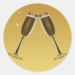Adesivo Celebração dos vidros de Champagne no ouro