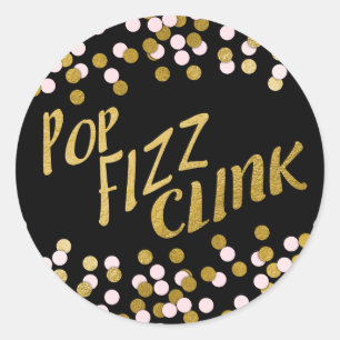 Adesivo Celebração Dourado do Clink do Fizz do pop do rosa