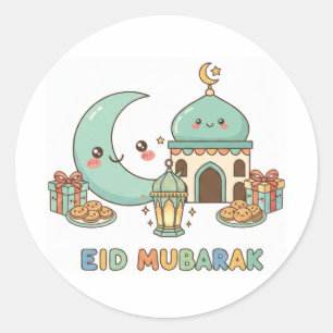 Adesivo Celebração Eid Mubarak - Lua Sorridente Kawaii