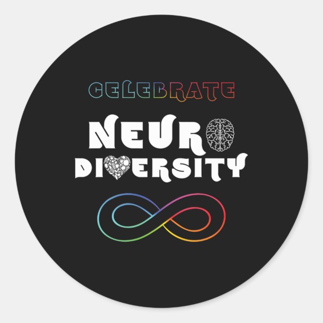 Adesivo Celebrar a Neurodiversidade do Arco-Íris Infinito  (Frente)