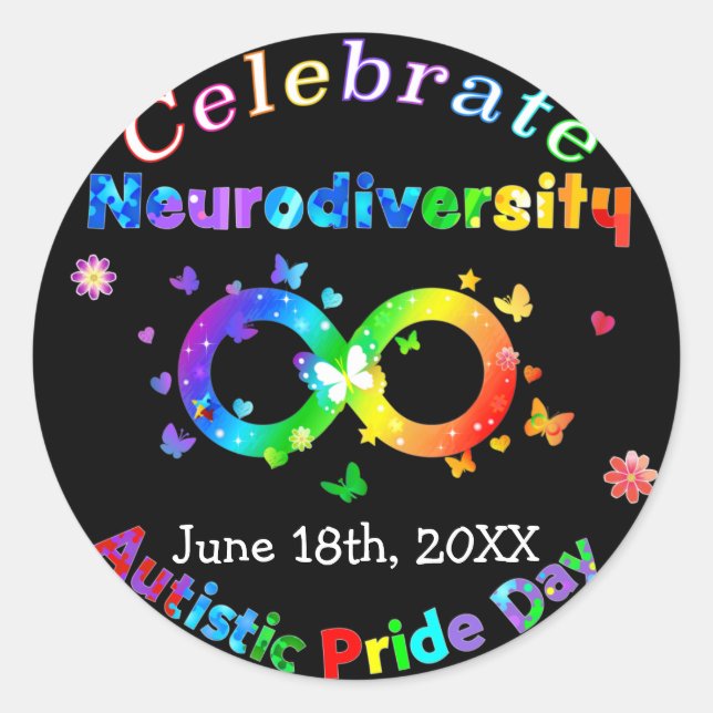 Adesivo Celebrar o Dia do Orgulho Autista da Neurodiversid (Frente)