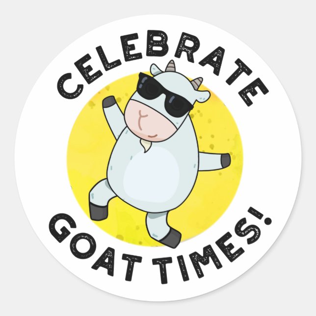 Adesivo Celebrar o Goat Times Positivo Animal Pun (Frente)