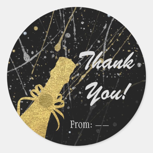 Adesivo Celebrar Prata e Dourado Partido do Champanhe (Frente)