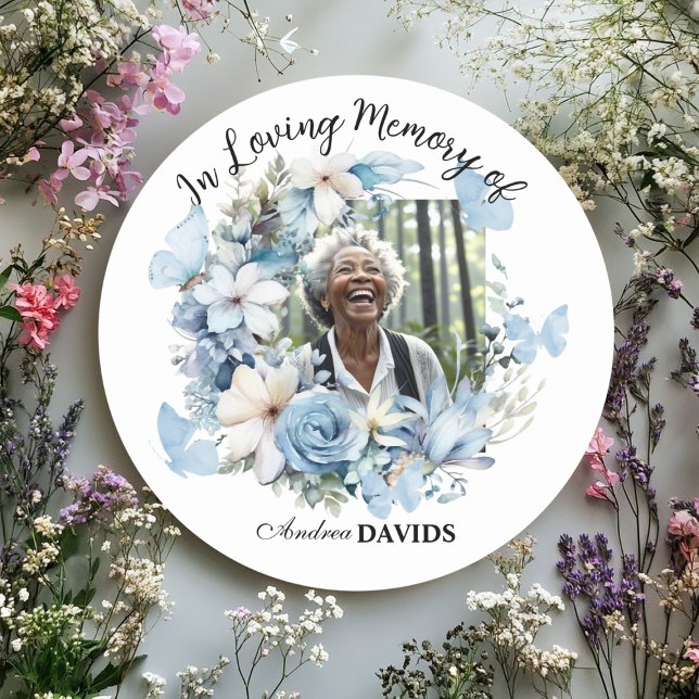 Adesivo Celebration Of Life 1 Photo Garland Blue Floral  (Criador carregado)