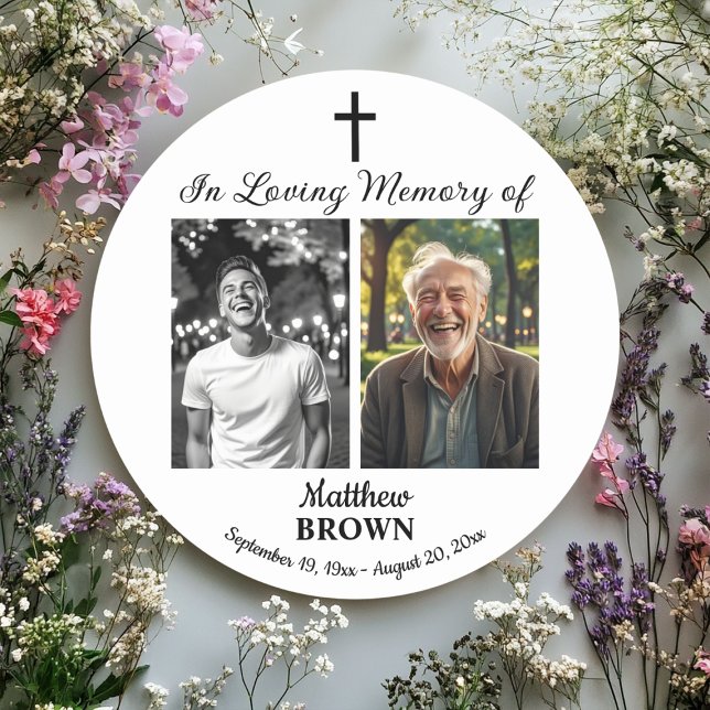 Adesivo Celebration Of Life 2 Photos Funeral White (Criador carregado)