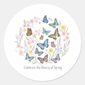 Adesivo "Celebre a Beleza da Borboleta Floral da Primavera
