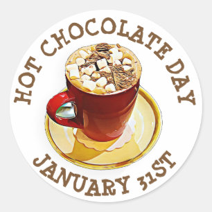 Adesivo Celebre o Dia do Chocolate Quente, 31 de janeiro,