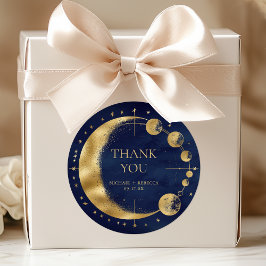 Adesivo Celestial Blue Dourado Moon Fases Casamento Obriga