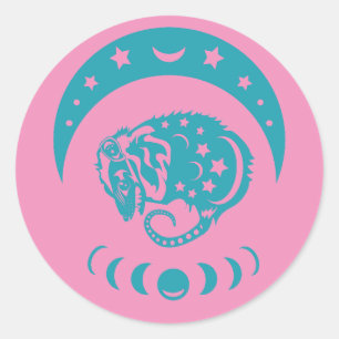 Adesivo Celestial Crecente Lua Possum Whimsical Nature