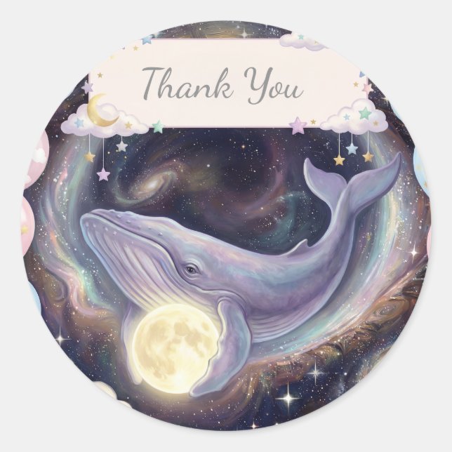 Adesivo Celestial Moon Baby Shower Favor Stickers (Frente)